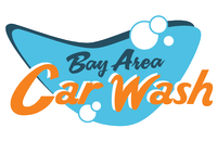 BAY AREA CAR WASH IN SAN FRANCISO FULL SERVICE CLEANING LOGO Bay Area Car Wash Logo blue and orange googie design logo