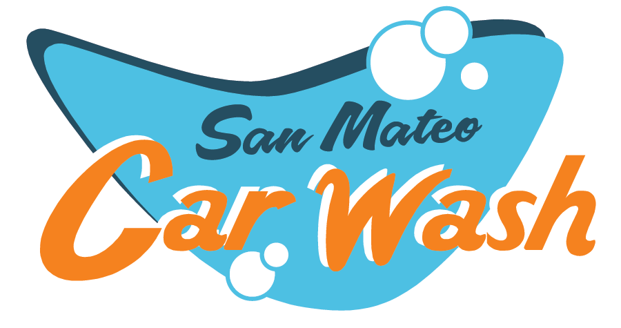 San Mateo BAY AREA CAR WASH IN SAN FRANCISO FULL SERVICE CLEANING LOGO Bay Area Car Wash Logo blue and orange googie design logo