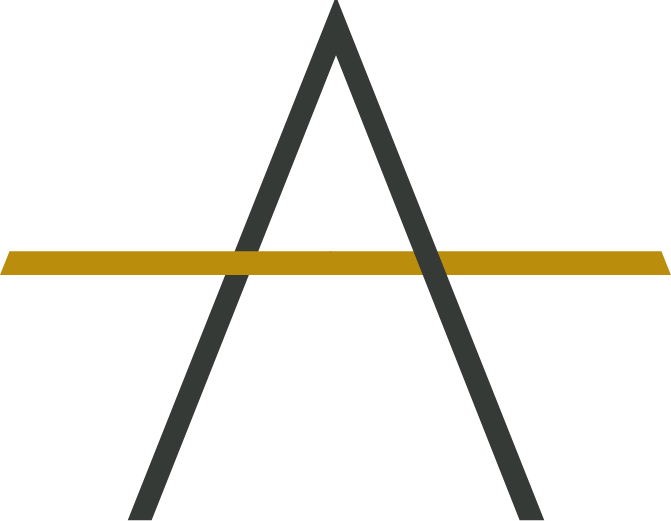 Black letter A with a horizontal gold bar crossing it.