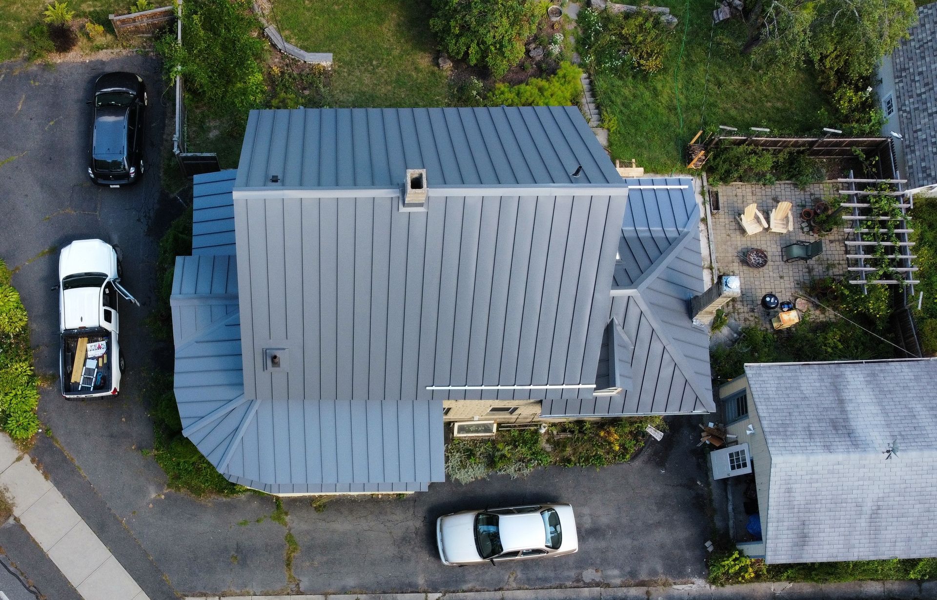 Charcoal gray standing seam metal roof in Turners Falls MA