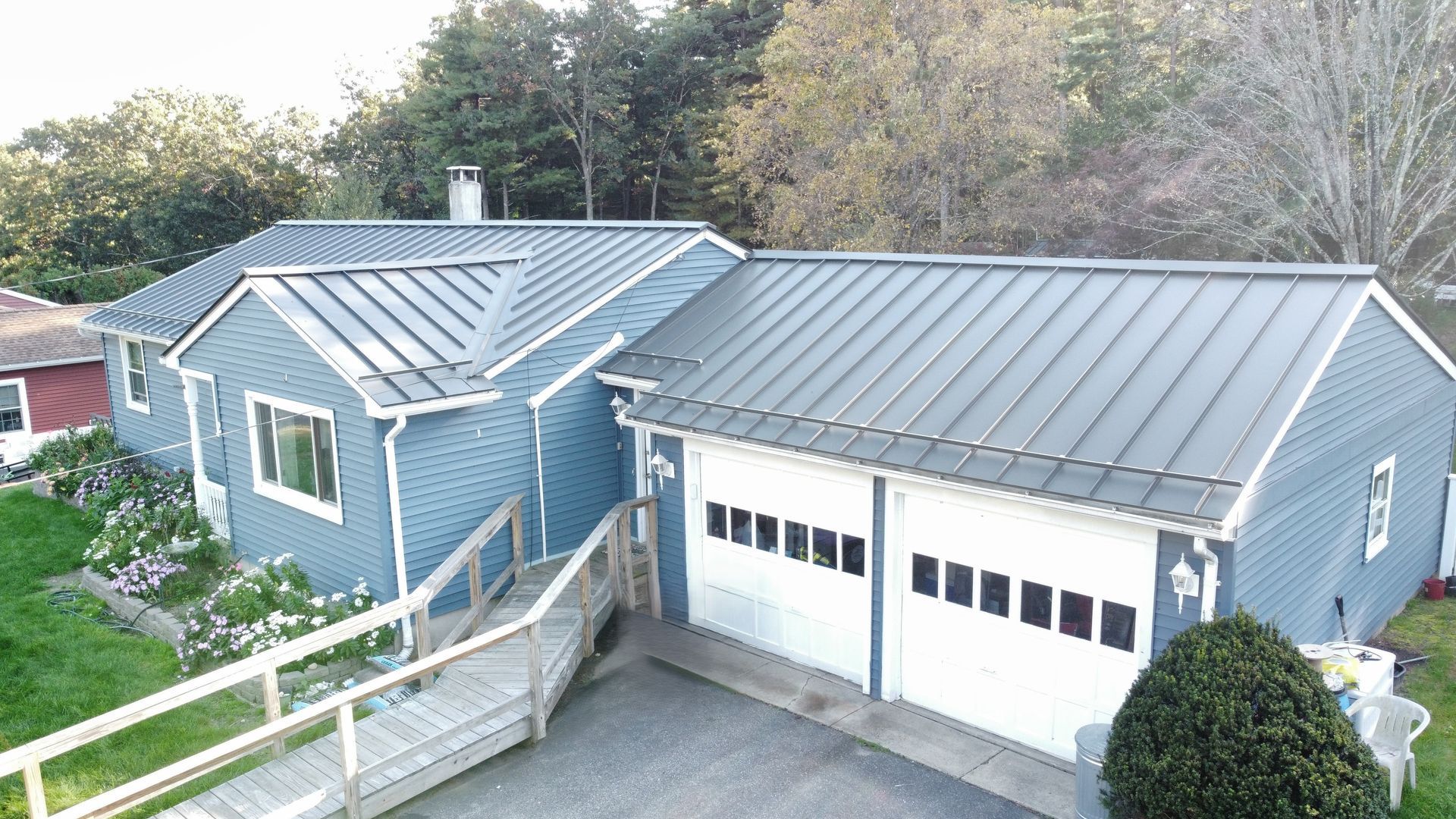 Charcoal gray standing seam metal roof in Holyoke MA
