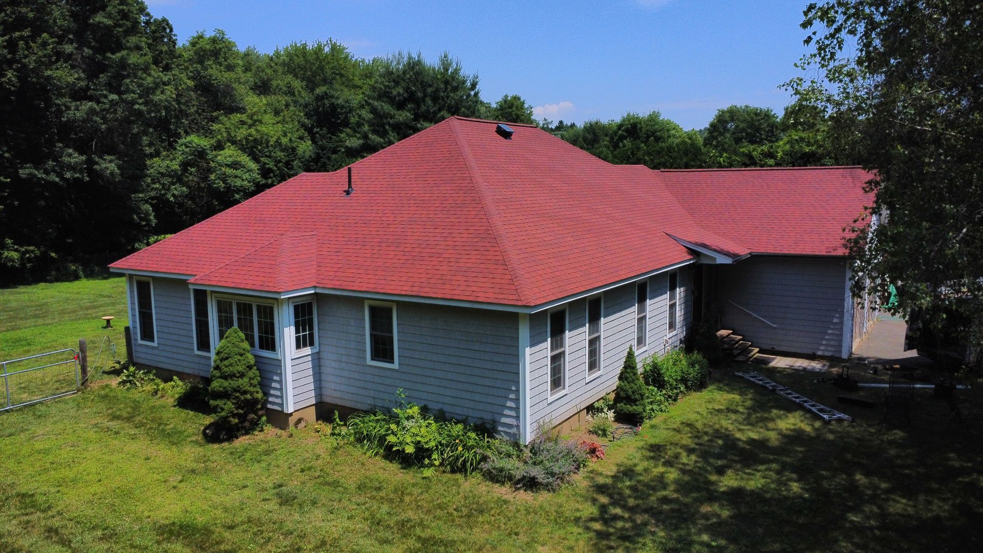 CertainTeed Landmark Pro red asphalt shingles installed in Amherst MA