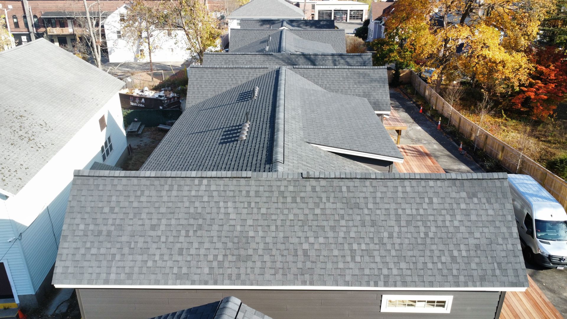 CertainTeed Landmark Pro Moire Black shingles on condos in Florence MA