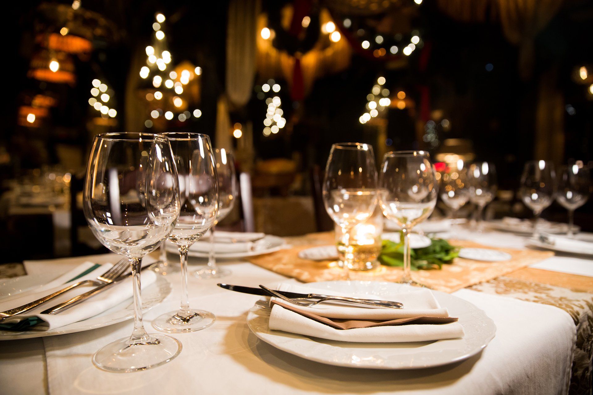 served dinner table restaurant interior