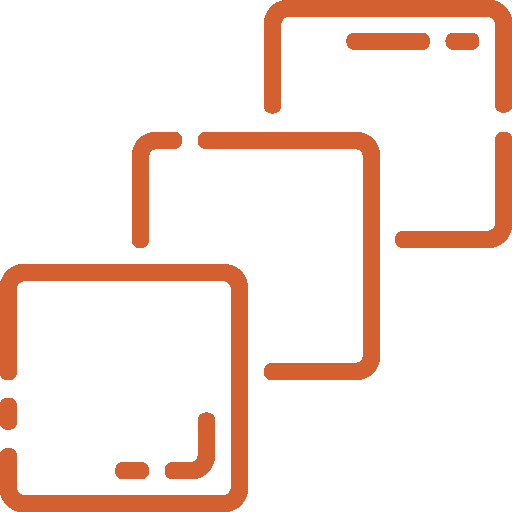 A line drawing of three squares stacked on top of each other on a white background.