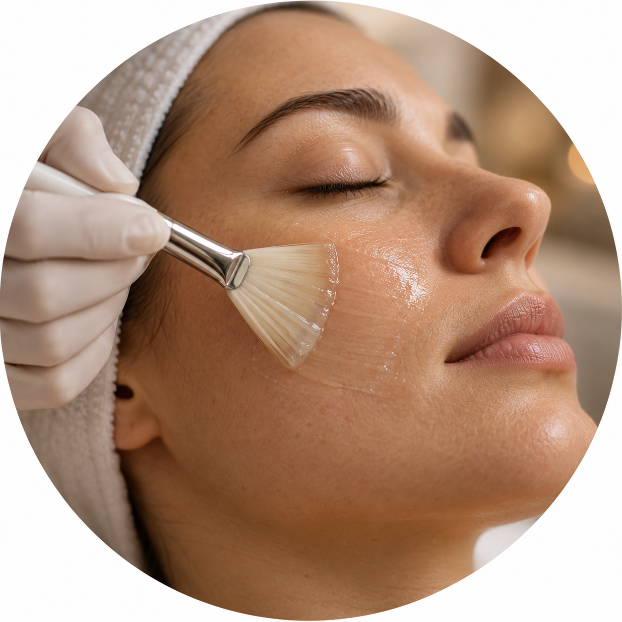 A client receiving a professional facial peel