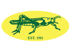 Yellow oval logo with a green grasshopper and the text “EST. 1981”