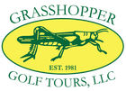 Grasshopper Golf Tours, LLC logo with green grasshopper in yellow oval, “EST. 1981” text