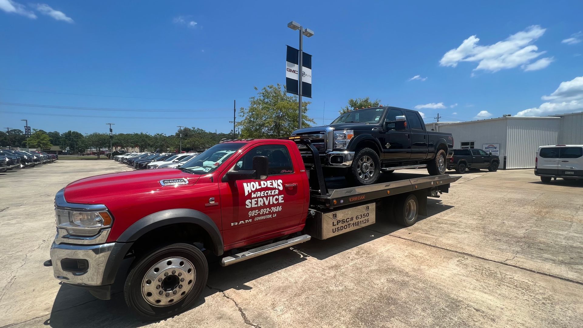truck being towed