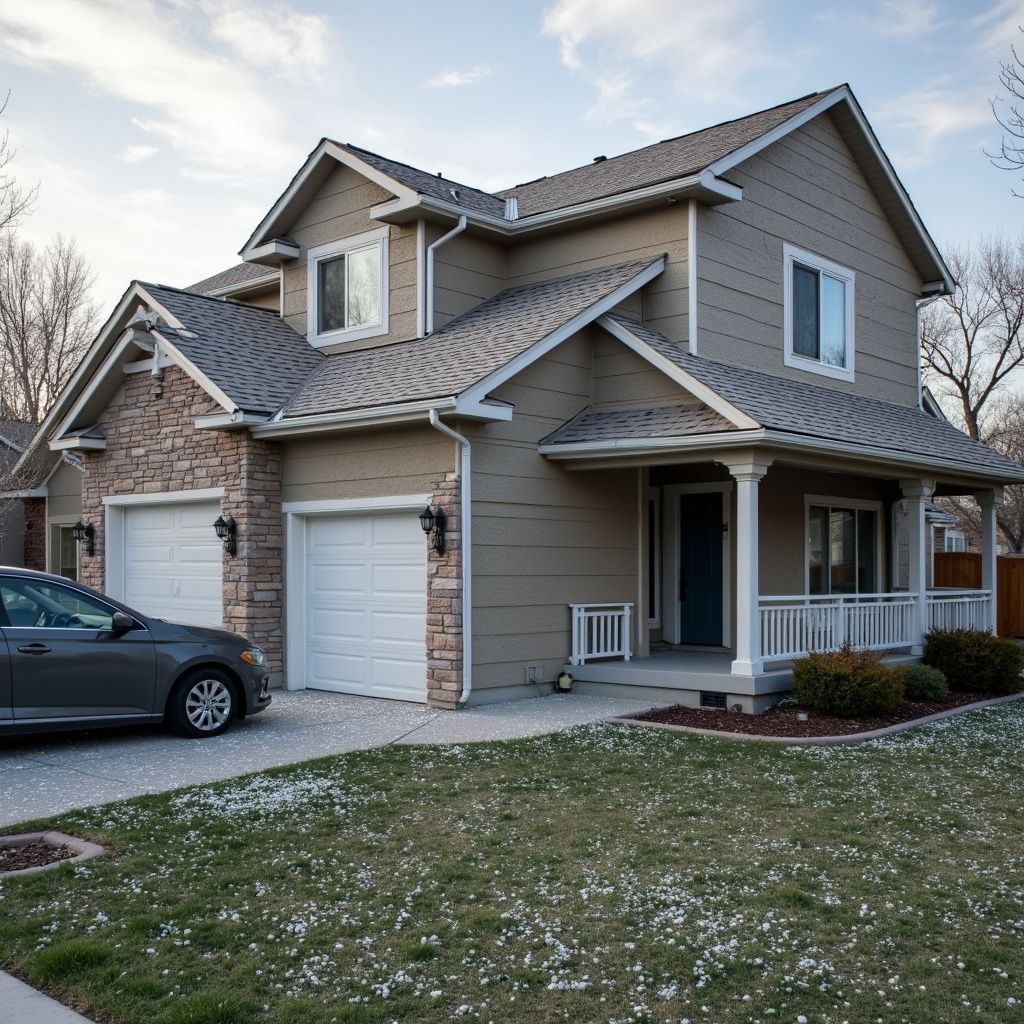 House with hail damage on roof