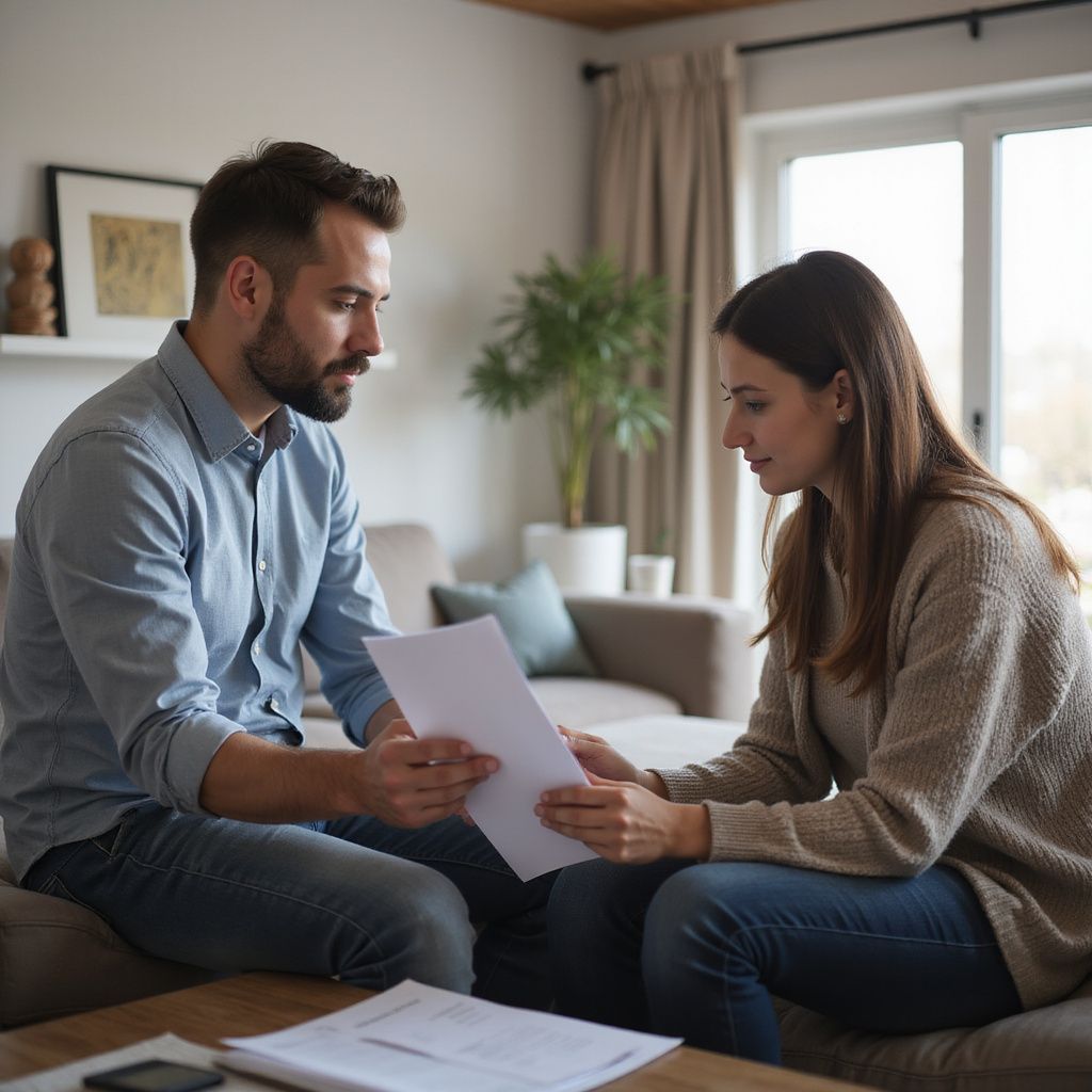 Man and woman looking at a low settlement offer from their insurance