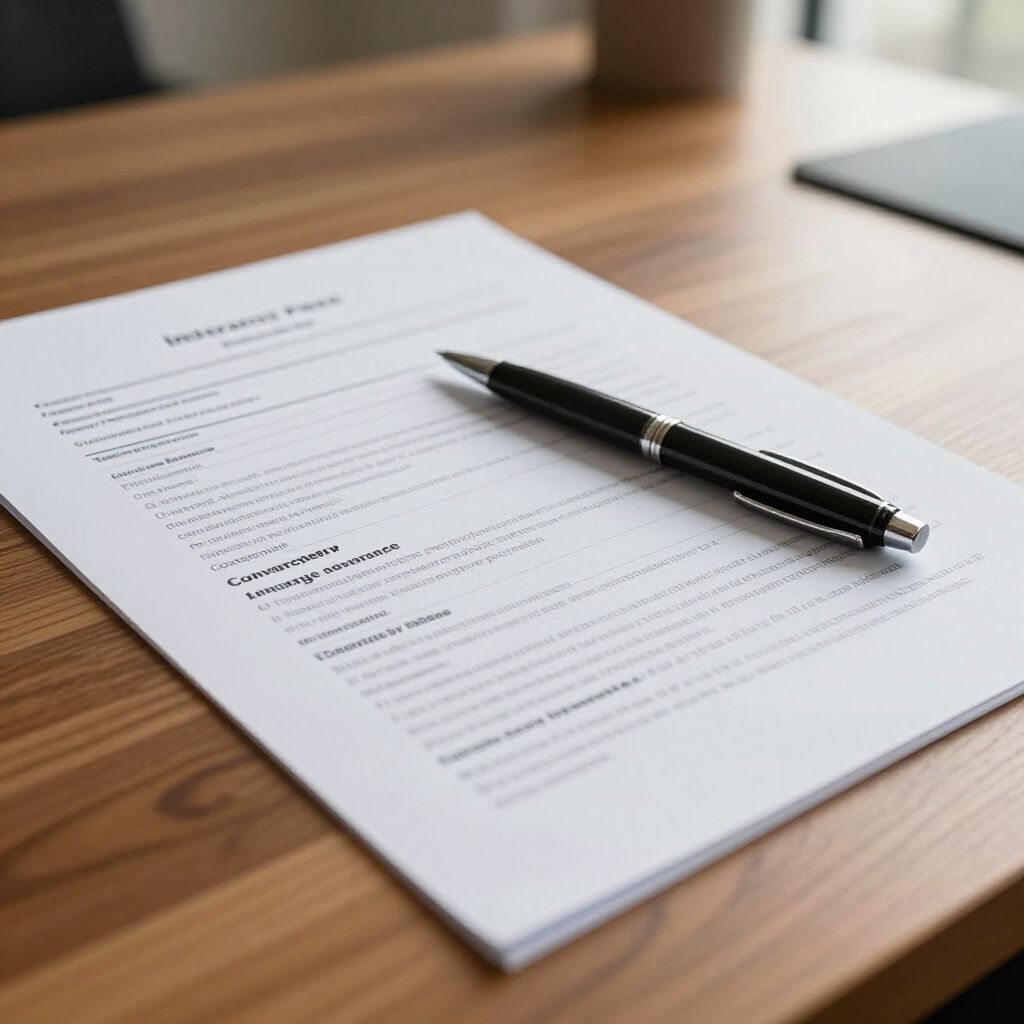 A black ballpoint pen lies across a printed form on a wooden desk.
