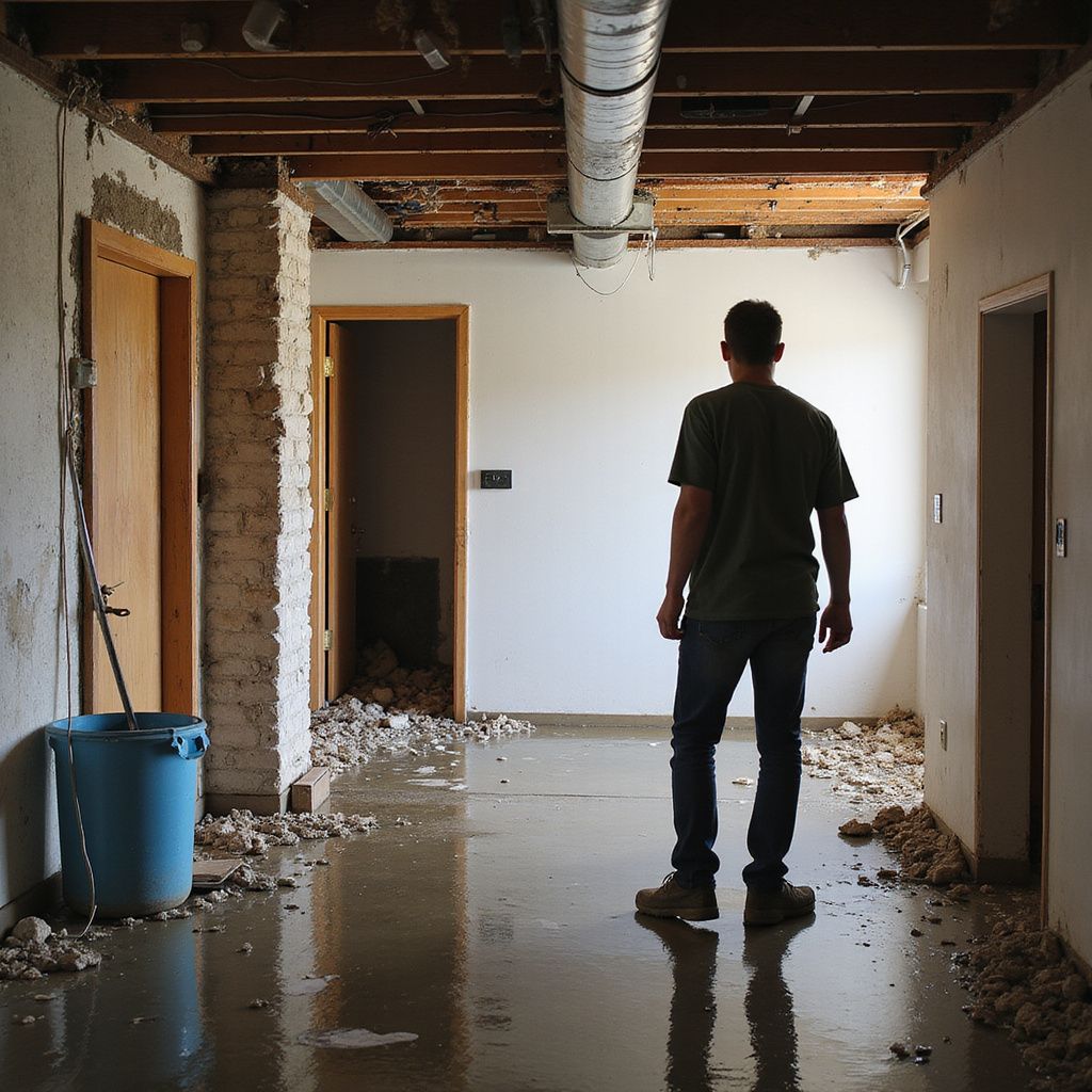 Public adjuster salt lake city inspecting flooded basement