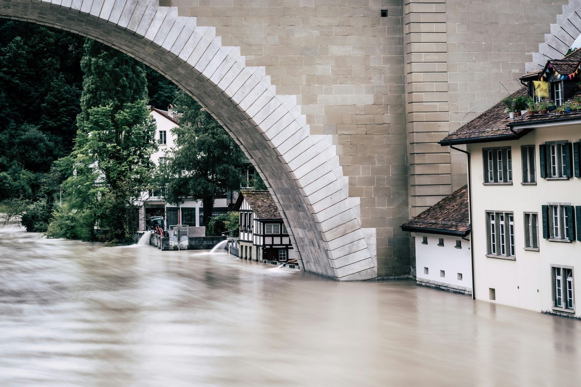 A flooded town