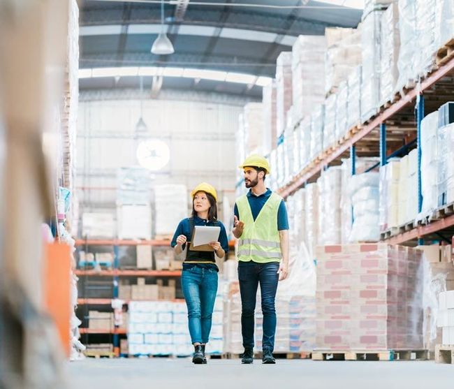 people walking in warehouse