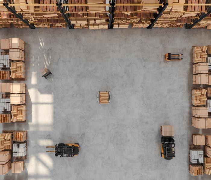 top down view of warehouse