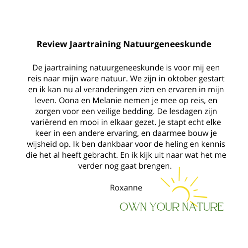 Tekstuele samenvatting van een opleiding tot natuurgeneeskundige. Witte achtergrond met de tekst 