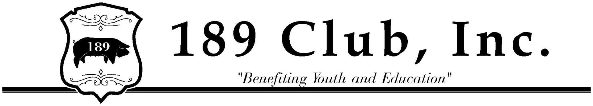 Logo for 189 Club, Inc. featuring a crest with a pig icon and the text 