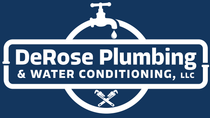 The logo for derose plumbing and water conditioning , llc