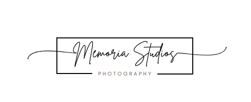 A black and white logo for a photography studio. memoria studios fairfield san francisco photography videography