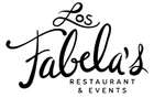 Logo for Los Fabela's Restaurant & Events, featuring elegant black cursive script text on a white background.
