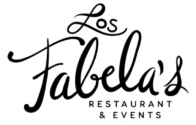 Logo for Los Fabela's Restaurant & Events, featuring elegant black cursive script text on a white background.