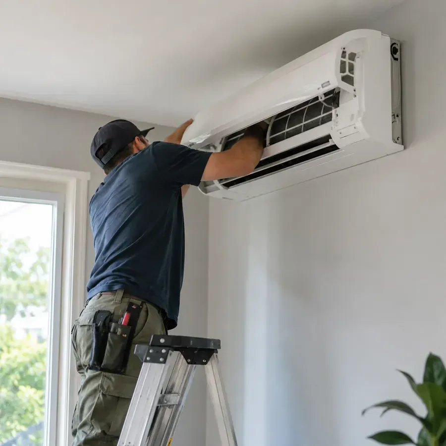 Professional HVAC contractor in Merrimack County - NH evaluating residential furnace and air conditioning system performance