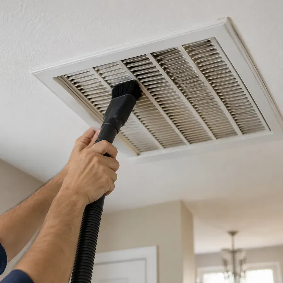 Professional HVAC contractor in Merrimack County - NH preparing heating and cooling equipment for seasonal temperature changes