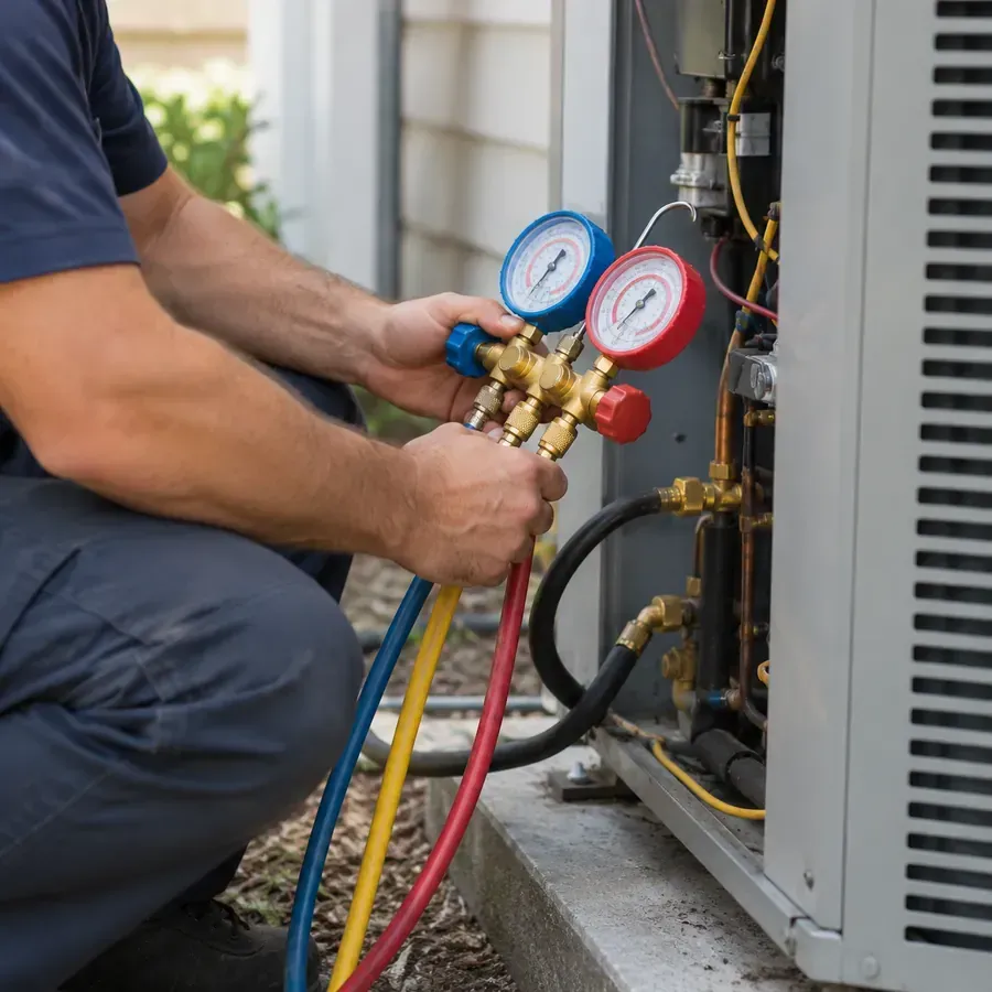 Qualified HVAC contractor in Lyme - NH inspecting residential boiler and furnace equipment for seasonal heating readiness