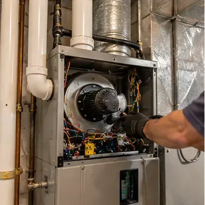 Skilled HVAC contractor in Warren - NH performing detailed furnace and boiler inspections for residential heating systems