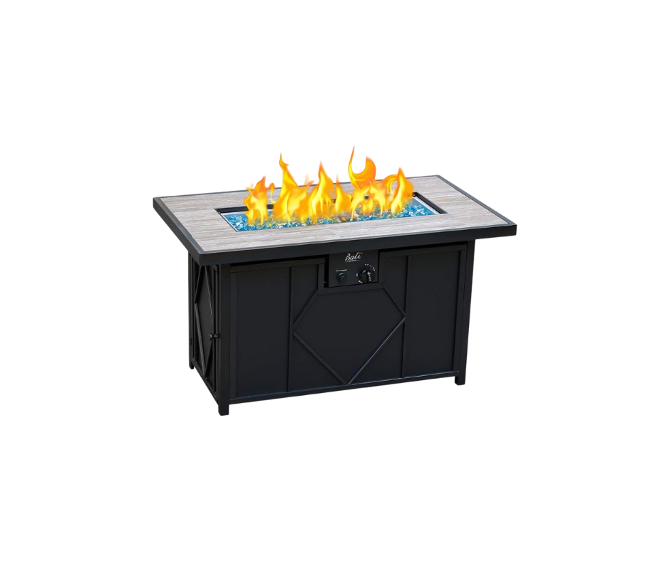 Black rectangular fire pit table 