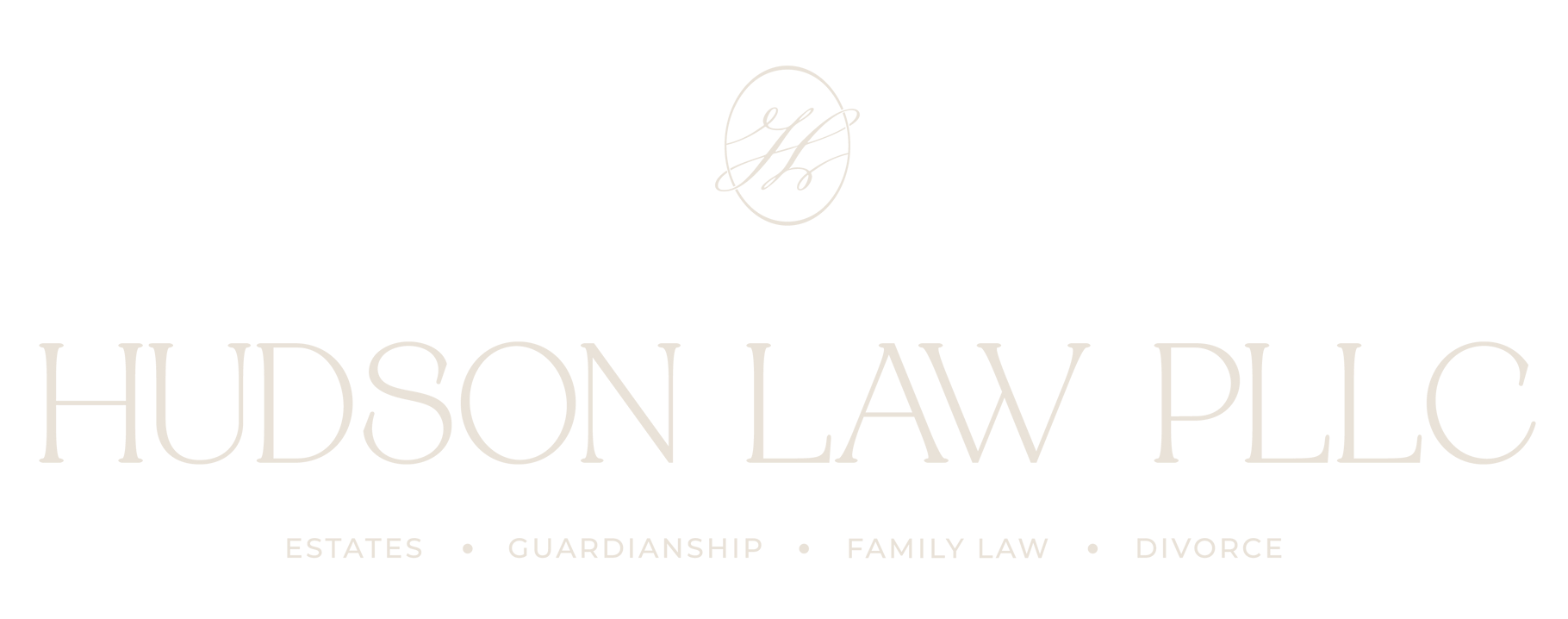 Hudson Law PLLC logo with a subtle icon above the text and legal specializations listed below.