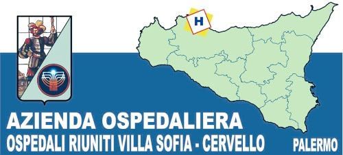 Logo dell’Azienda Ospedaliera Ospedali Riuniti Villa Sofia-Cervello, Palermo, con mappa della Sicilia.