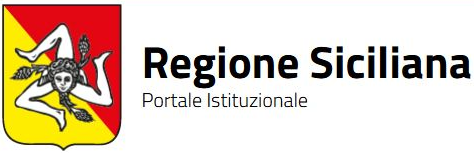 Logo istituzionale della Regione Siciliana con emblema rosso e giallo e testo nero.