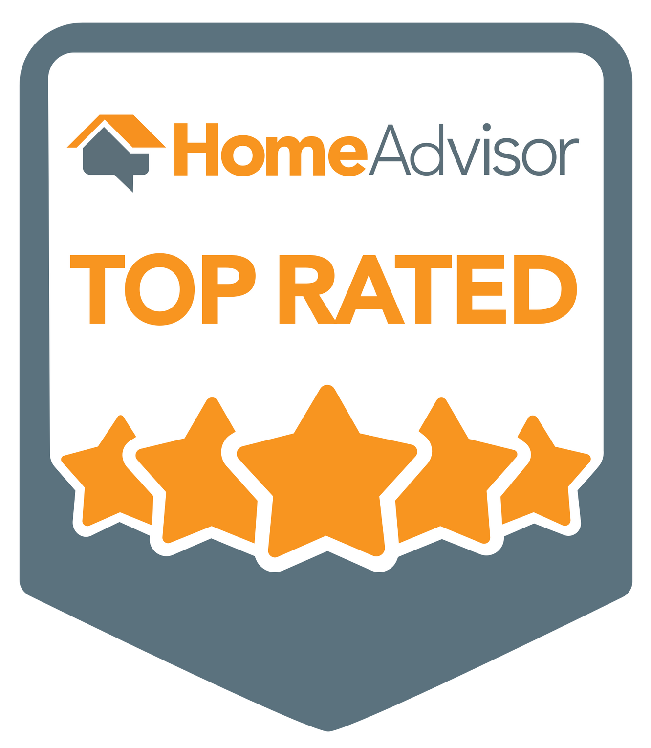 A home advisor top rated badge with four stars on it.