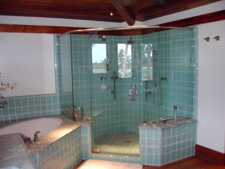glass shower enclosure beside a bathtub glass shower enclosure beside a bathtub