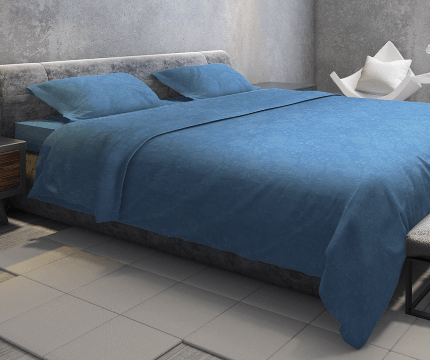 sprei emboss berwarna biru merk elite springbed