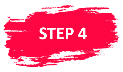 Red brush stroke background with white text reading 