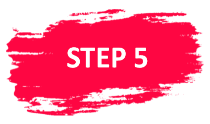 A red shape with uneven edges that contains the white text 