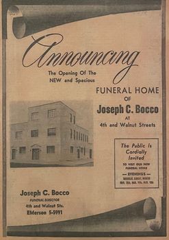 Vintage sepia booklet cover for Joseph C. Boone’s funeral home, with building sketch and ornate title text