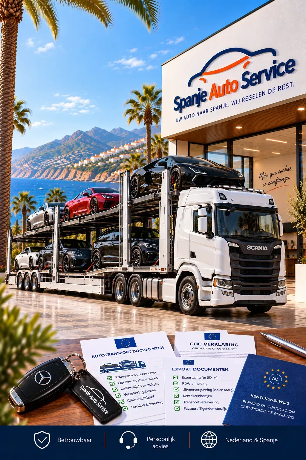 Autotransport van en naar Spanje en Nederland