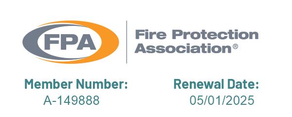 Fire Protection Association logo with member information, including member number A-149888 and renewal date 05/01/2025.