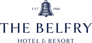 Logo for The Belfry Hotel & Resort featuring a bell and the words "The Belfry Hotel & Resort".