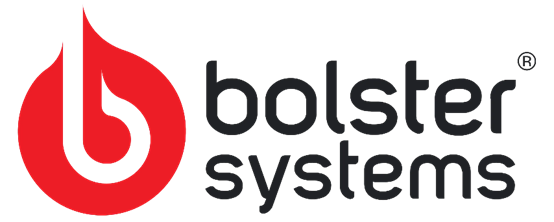 Red flame-shaped logo with a stylized white