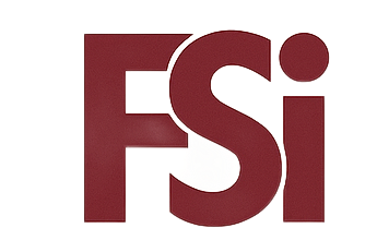 FSI logo in burgundy; 