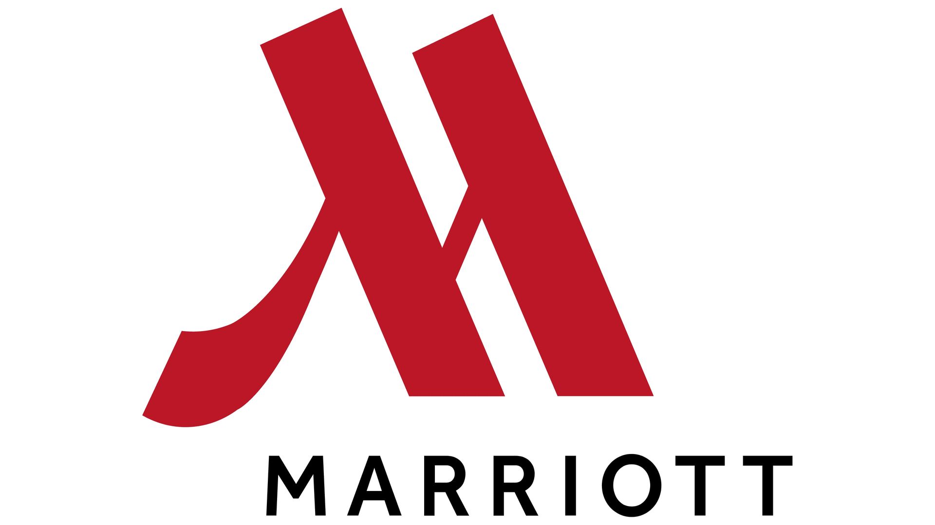 Marriott logo: Red "M" shape, stylized, over "MARRIOTT" in black text.