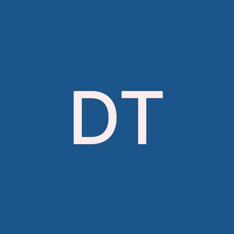 DT initials on a dark blue background.