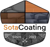 Logo for SotaCoating, featuring four stone and brick textures above the company name and "Since 2022" on a stone-like base.