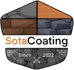 Logo for SotaCoating, featuring four stone and brick textures above the company name and "Since 2022" on a stone-like base.