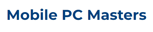 Mobile PC Masters A blue logo for mobile pc masters on a white background